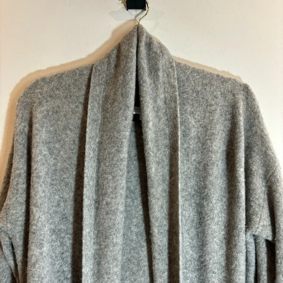 COMMUNITY Sz S Wool Yak Long Line Open Front Foldable  Collar Pocket Cardigan - Picture 8 of 9